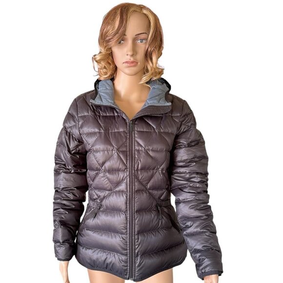 Nike Striuke Alliance Down Hooded Puffer Grey Duck Down 2 Pockets Women's Med - Picture 2 of 10